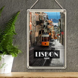 Blechschild Reise 20x30cm Lisbon Portugal Straßenbahn