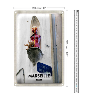 Blechschild Reise 20x30cm Marseille France rue du panier