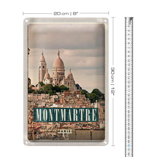 Blechschild Reise 20x30cm Montamartre Paris Panorama Poster