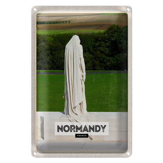 Blechschild Reise 20x30cm Normandy France Skulptur