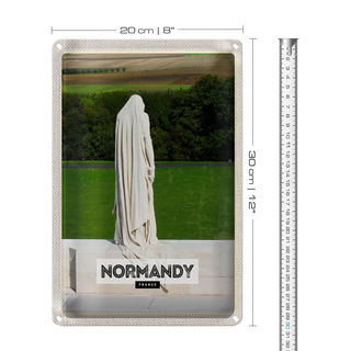 Blechschild Reise 20x30cm Normandy France Skulptur
