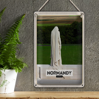 Blechschild Reise 20x30cm Normandy France Skulptur