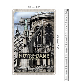 Blechschild Reise 20x30cm Notre-Dame de Paris Architektur