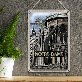 Blechschild Reise 20x30cm Notre-Dame de Paris Architektur