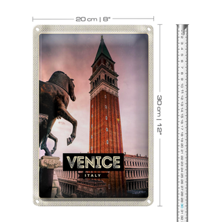 Blechschild Reise 20x30cm Venice Italy Italien Pferd