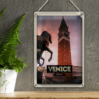 Blechschild Reise 20x30cm Venice Italy Italien Pferd