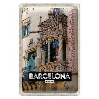 Blechschild Reise 20x30cm Barcelona Spain Architektur Tourismus