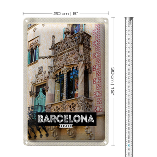 Blechschild Reise 20x30cm Barcelona Spain Architektur Tourismus