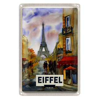 Blechschild Reise 20x30cm Eiffel Tower malerisches Bild Kunst