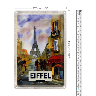 Blechschild Reise 20x30cm Eiffel Tower malerisches Bild Kunst