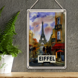 Blechschild Reise 20x30cm Eiffel Tower malerisches Bild Kunst