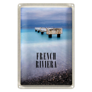 Blechschild Reise 20x30cm French Riviera Urlaub Poster Retro
