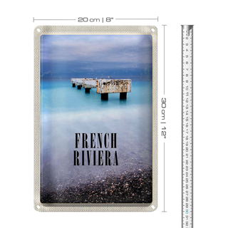 Blechschild Reise 20x30cm French Riviera Urlaub Poster Retro