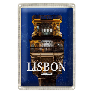 Blechschild Reise 20x30cm Lisbon Portugal Architektur Retro