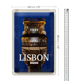 Blechschild Reise 20x30cm Lisbon Portugal Architektur Retro