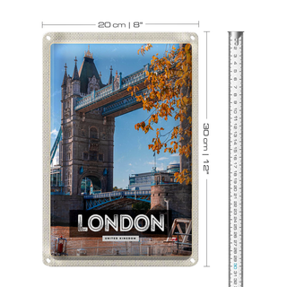 Blechschild Reise 20x30cm London UK Big Ben Reiseziel Schild