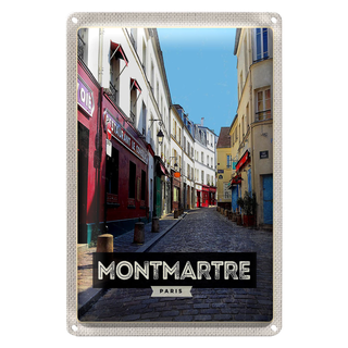Blechschild Reise 20x30cm Montmartre Paris Altstadt Reiseziel Schild
