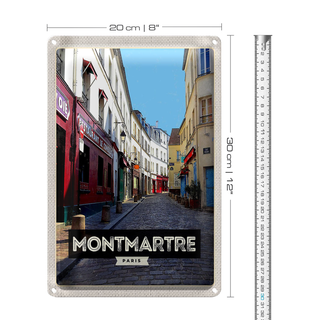 Blechschild Reise 20x30cm Montmartre Paris Altstadt Reiseziel Schild