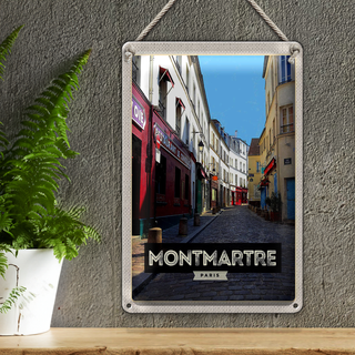 Blechschild Reise 20x30cm Montmartre Paris Altstadt Reiseziel Schild