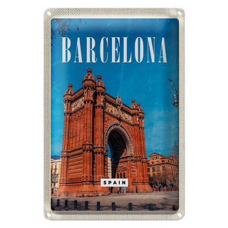 Blechschild Reise 20x30cm Barcelona Spain Architektur Retro