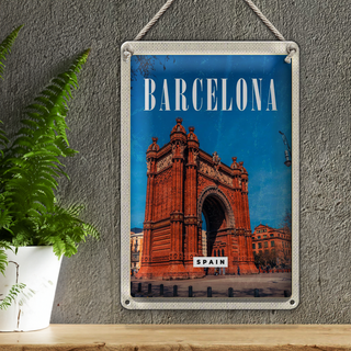 Blechschild Reise 20x30cm Barcelona Spain Architektur Retro