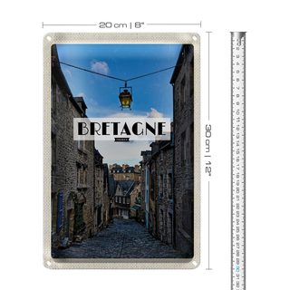 Blechschild Reise 20x30cm Bretagne France Altstadt Reiseziel