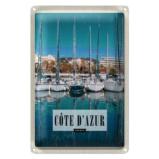 Blechschild Reise 20x30cm cote d'azur France Urlaub Meer