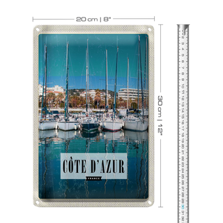 Blechschild Reise 20x30cm cote d'azur France Urlaub Meer