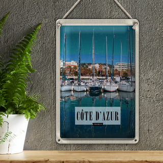 Blechschild Reise 20x30cm cote d'azur France Urlaub Meer