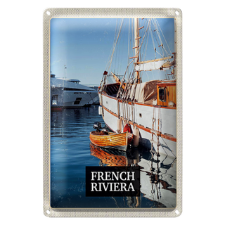 Blechschild Reise 20x30cm French Riviera Urlaubsort Retro