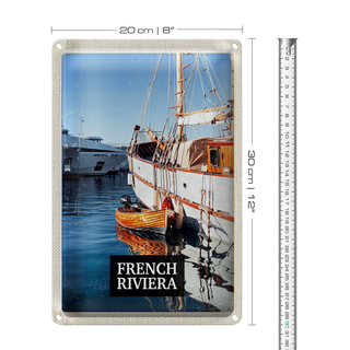 Blechschild Reise 20x30cm French Riviera Urlaubsort Retro