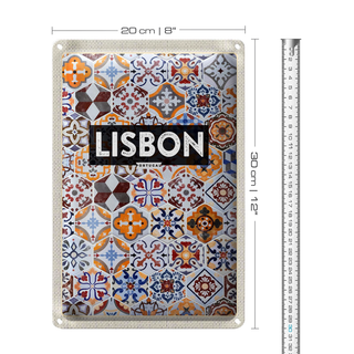 Blechschild Reise 20x30cm Lisbon Portugal Mosaik Kunst