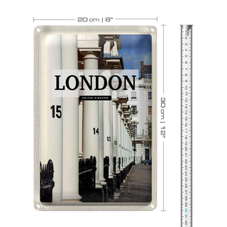 Blechschild Reise 20x30cm London United Kingdom Stadt Retro