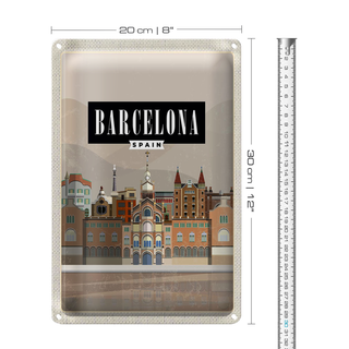 Blechschild Reise 20x30cm Barcelona Spain malerisches Bild Schild