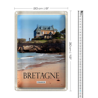 Blechschild Reise 20x30cm Bretagne France Architektur