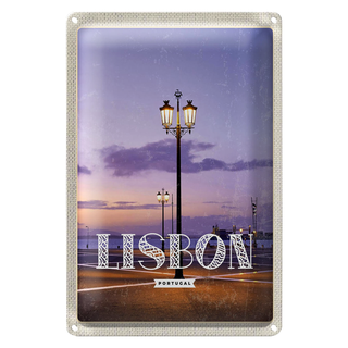 Blechschild Reise 20x30cm Lisbon Portugal Sonnenuntergang