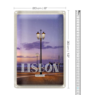 Blechschild Reise 20x30cm Lisbon Portugal Sonnenuntergang