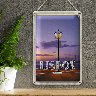 Blechschild Reise 20x30cm Lisbon Portugal Sonnenuntergang