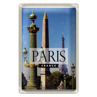 Blechschild Reise 20x30cm Paris France Retro Architektur