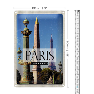 Blechschild Reise 20x30cm Paris France Retro Architektur