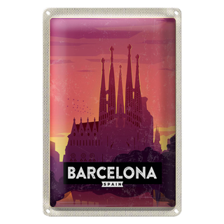 Blechschild Reise 20x30cm Barcelona malerisches Bild Kunst