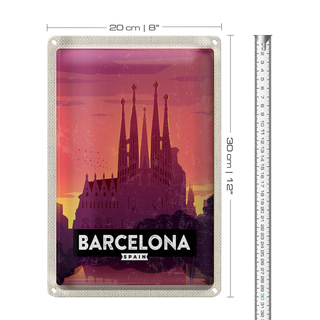 Blechschild Reise 20x30cm Barcelona malerisches Bild Kunst