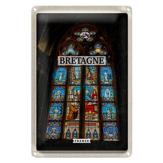 Blechschild Reise 20x30cm Bretagne France Kapelle Reiseziel