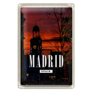 Blechschild Reise 20x30cm Madrid Spain Sonnenuntergang