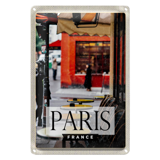 Blechschild Reise 20x30cm Paris France Reiseziel Stadt Café