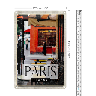 Blechschild Reise 20x30cm Paris France Reiseziel Stadt Café