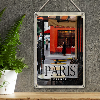Blechschild Reise 20x30cm Paris France Reiseziel Stadt Café