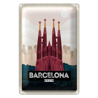 Blechschild Reise 20x30cm Barcelona Spain Kathedrale Schild