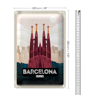 Blechschild Reise 20x30cm Barcelona Spain Kathedrale Schild