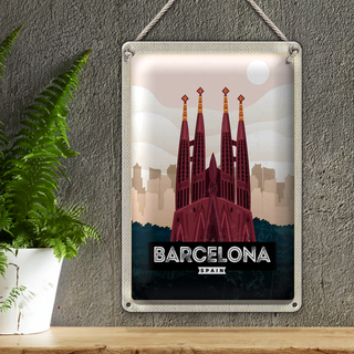 Blechschild Reise 20x30cm Barcelona Spain Kathedrale Schild